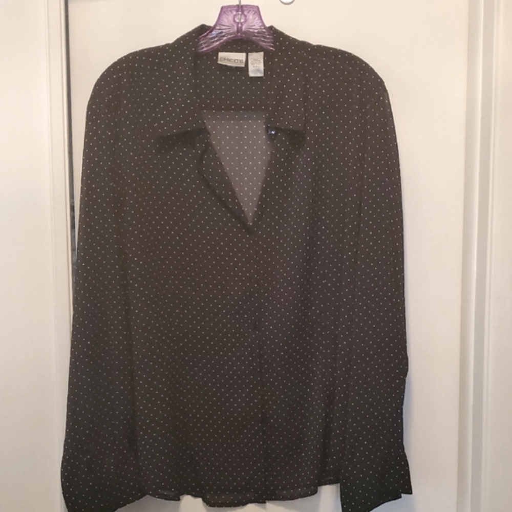 Chico's Black and White Polka Dot Top